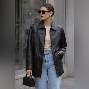 Danier Genuine Leather Jacket | Removable Quilted Lining Black size small